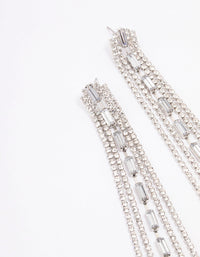 Silver Mixed Diamante Cup Chain Drop Earrings - link has visual effect only