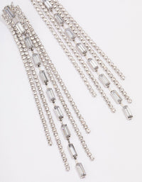 Silver Mixed Diamante Cup Chain Drop Earrings - link has visual effect only