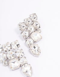 Rhodium Triple Row Chunky Stud Earrings - link has visual effect only