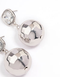 Rhodium Diamante & Disc Ball Drop Earrings - link has visual effect only