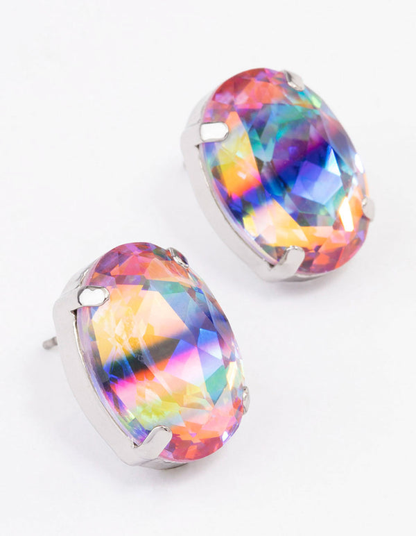 Rainbow Small Oval Stud Earrings