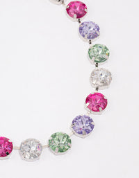 Rhodium Chunky Circle Diamante Necklace - link has visual effect only