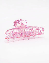 Pink Glitter Clear Hair Claw Clip - link has visual effect only