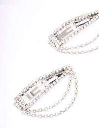 Rhodium Drape Cup Chain Hair Clip Pack - link has visual effect only