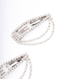 Rhodium Drape Cup Chain Hair Clip Pack - link has visual effect only