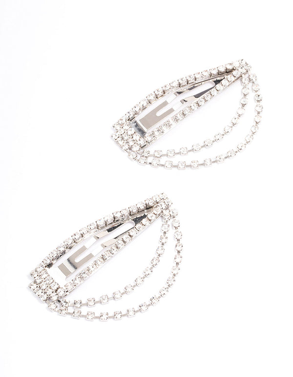 Rhodium Drape Cup Chain Hair Clip Pack