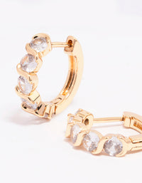 Gold Round Cubic Zirconia Huggie Earrings - link has visual effect only