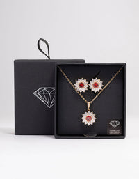 Gold Cubic Zirconia Daisy Jewellery Set - link has visual effect only