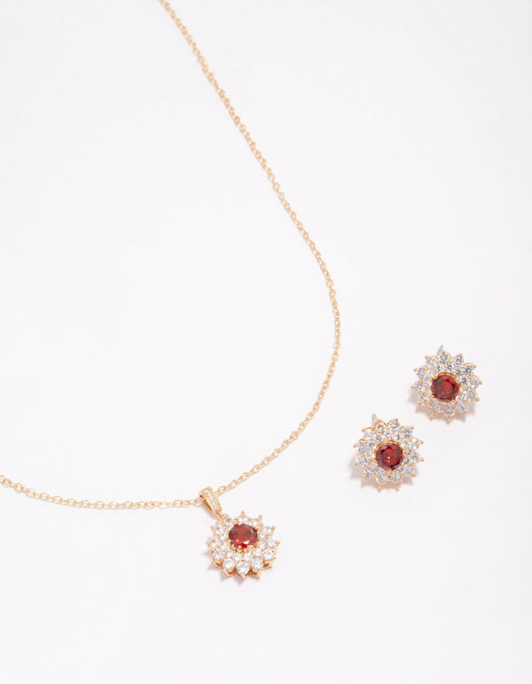 Gold Cubic Zirconia Daisy Jewellery Set