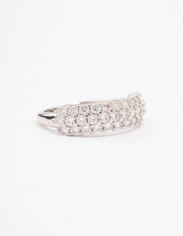 Silver Slim Cubic Zirconia Band Ring