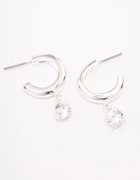 Silver Plated Cubic Zirconia Hoop Earrings - link has visual effect only