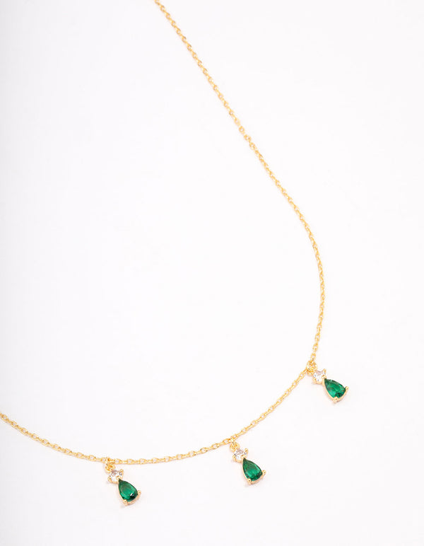 Gold Plated Brass Triangular Pear Drop Necklace