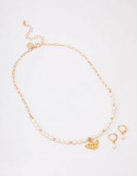 Gold Plated Freshwater Pearl Cherub Jewellery Set - link has visual effect only