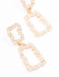 Gold Plated Rectangle Cubic Zirconia Cluster Drop Earrings - link has visual effect only