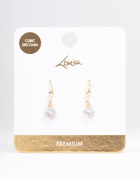 Gold Plated Cubic Zirconia Solitaire Hook Drop Earrings - link has visual effect only