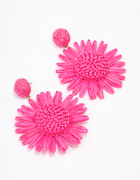 Gold Raffia Flower Drop Earrings - link has visual effect only