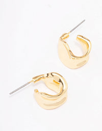 Gold Plated Bold Warped Huggie Earrings - link has visual effect only