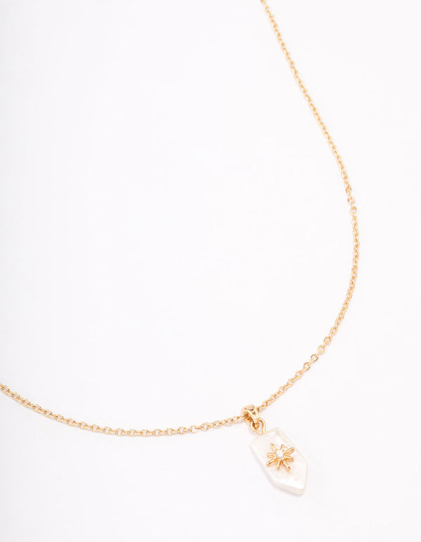 Gold Plated Freshwater Pearl Cubic Zirconia Celestial Necklace