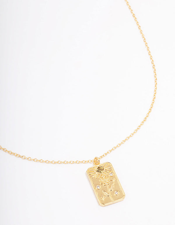 Gold Plated August Birth Month Flower Pendant Necklace