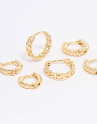 Gold Plated Fine Hoop Earring 3-Pack - link has visual effect only