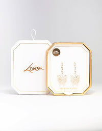 Silver Plated Butterfly Cubic Zirconia Drop Earrings - link has visual effect only