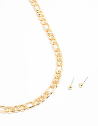 Gold Plated Figaro Chain Necklace - link has visual effect only