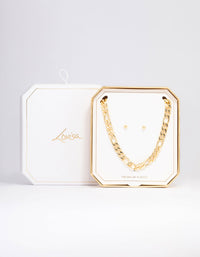 Gold Plated Figaro Chain Necklace - link has visual effect only