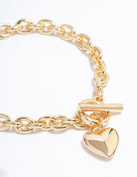 Gold Plated Heart FOB Bracelet - link has visual effect only