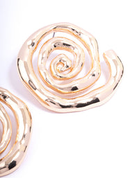 Gold Spiral Medium Stone Stud Earrings - link has visual effect only