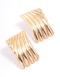 Gold Linear Square Stud Earrings - link has visual effect only