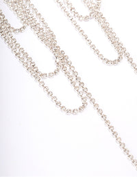 Silver Long Statement Diamante Drop Earrings - link has visual effect only