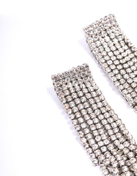 Rhodium Double Diamante Cup Chain Drop Earrings - link has visual effect only