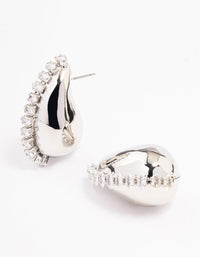 Rhodium Small Teardrop Stud Earrings - link has visual effect only