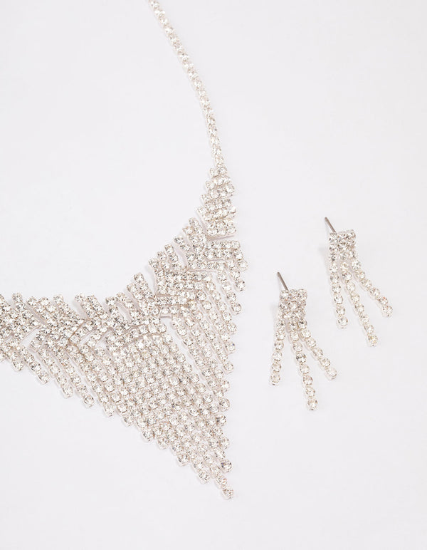 Silver Cup Chain Fringe Jewellery Set