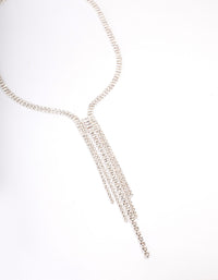 Silver Duo Diamante Drop Necklace - link has visual effect only