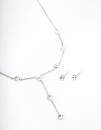 Rhodium Diamante Drop Jewellery Set - link has visual effect only