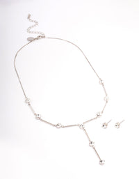 Rhodium Diamante Drop Jewellery Set - link has visual effect only