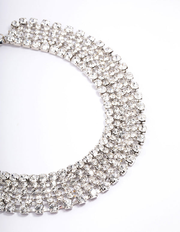 Rhodium Cup Chain Statement Necklace