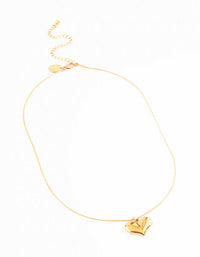 Waterproof Gold Plated Stainless Steel Classic Puffy Heart Pendant Necklace - link has visual effect only