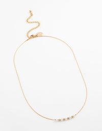 Waterproof Gold Plated Stainless Steel Dainty Pearl & Ball Necklace - link has visual effect only