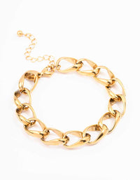 Waterproof Gold Plated Stainless Steel Open Curb Chain Bracelet - link has visual effect only