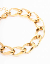 Waterproof Gold Plated Stainless Steel Open Curb Chain Bracelet - link has visual effect only