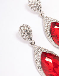 Red Stone Diamante Drop Earrings - link has visual effect only