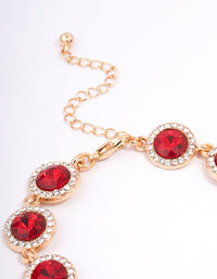 Red Round Multi Diamante Adjustable Bracelet - link has visual effect only