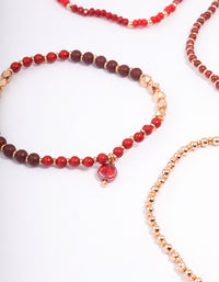 Red Multi Stone Adjustable Bracelet - link has visual effect only