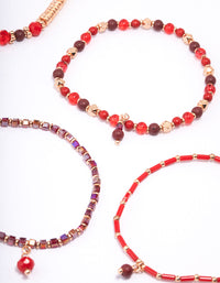 Red Multi Stone Adjustable Bracelet - link has visual effect only