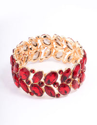 Red Adjustable Multi Stone Stretch Bracelet - link has visual effect only