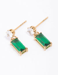 Gold Plated Surgical Steel Cubic Zirconia Baguette Drop Earrings - link has visual effect only