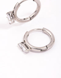 Surgical Steel Marquise Cubic Zirconia Huggie Earrings - link has visual effect only