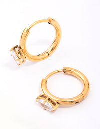 Gold Plated Surgical Steel Marquise Cubic Zirconia Huggie Earrings - link has visual effect only